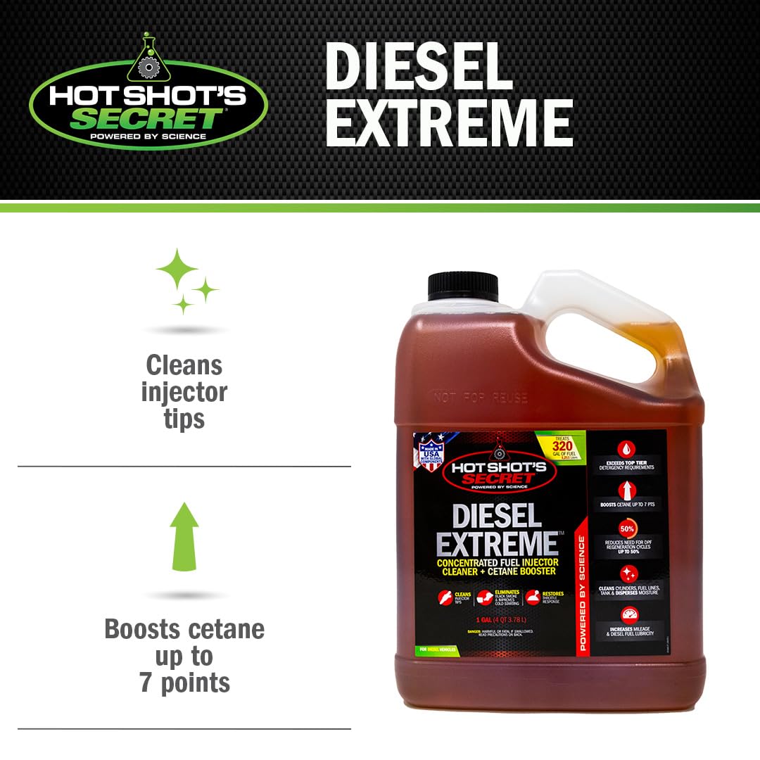 Diesel Extreme Hot Shot's Secret 1 Gallon, Concentrated Fuel System Cleaner, Diesel Fuel Additive, Injector Cleaner - Increases MPG & Restores Engine Performance