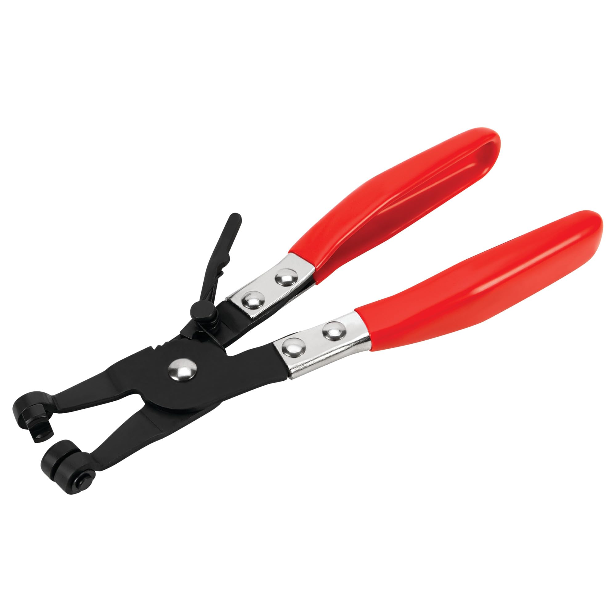 Flat Band Hose Clamp Pliers Performance Tool W80654 for Garages and Workshops, Black/Red
