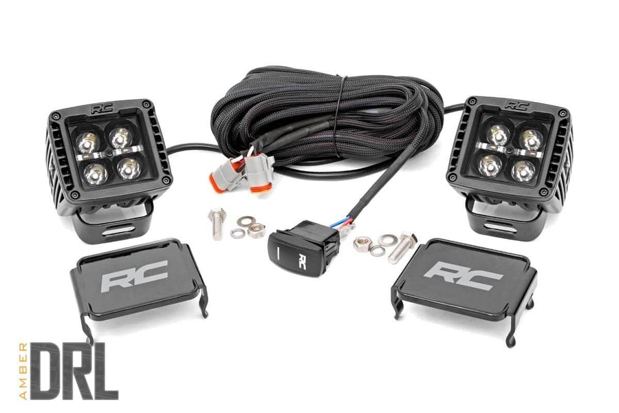 Black Series Rough Country 2" Square LED Cube Lights | Amber DRL - 70903BLKDRLA