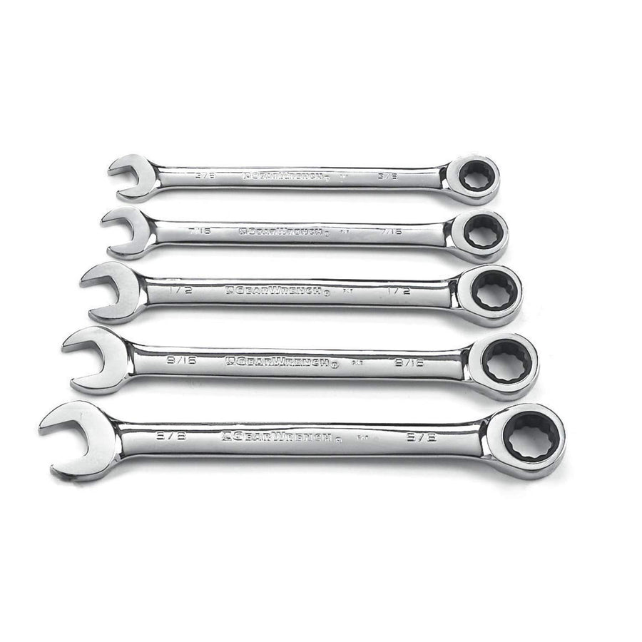 5 Pc. GEARWRENCH 12 Pt. Ratcheting Combination Wrench Set, SAE - 93005
