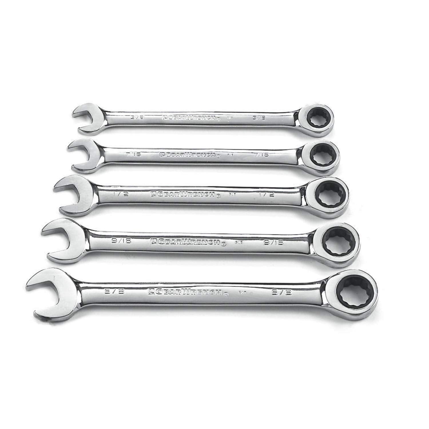5 Pc. GEARWRENCH 12 Pt. Ratcheting Combination Wrench Set, SAE - 93005