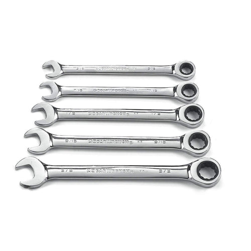 5 Pc. GEARWRENCH 12 Pt. Ratcheting Combination Wrench Set, SAE - 93005