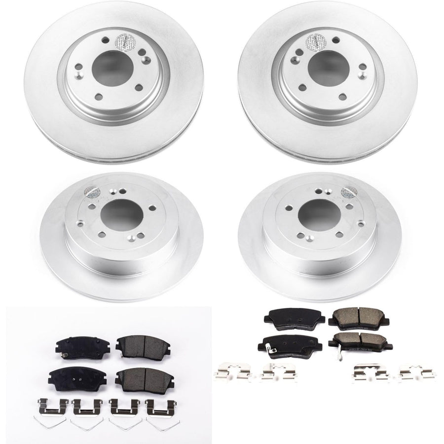 Power Stop CRK7581 Coated Brake Kit Front & Rear Rotor - Coated Brake Rotors and Z17 Ceramic Brake Pads For Hyundai Tucson 2016-2018, Kia Sportage 2017-2022 [Model Specific]