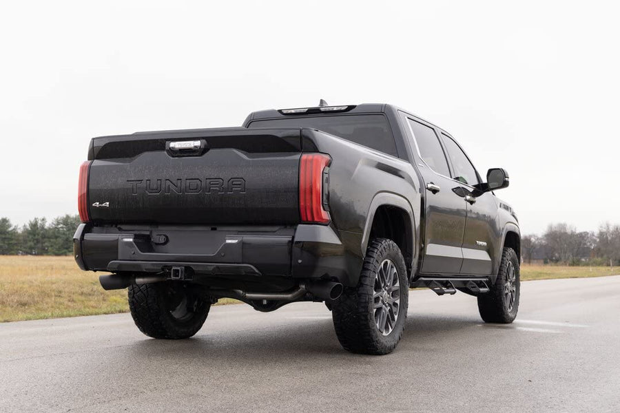 Flowmaster 718142 Cat-Back FlowFX Exhaust Kit 2.5 Inch Dual Side Exit 409 Stainless Steel 4.5 Inch Black Ceramic Tips Compatible with 2022-2023 Toyota Tundra 3.5L V6 2 & 4WD All Wheelbases