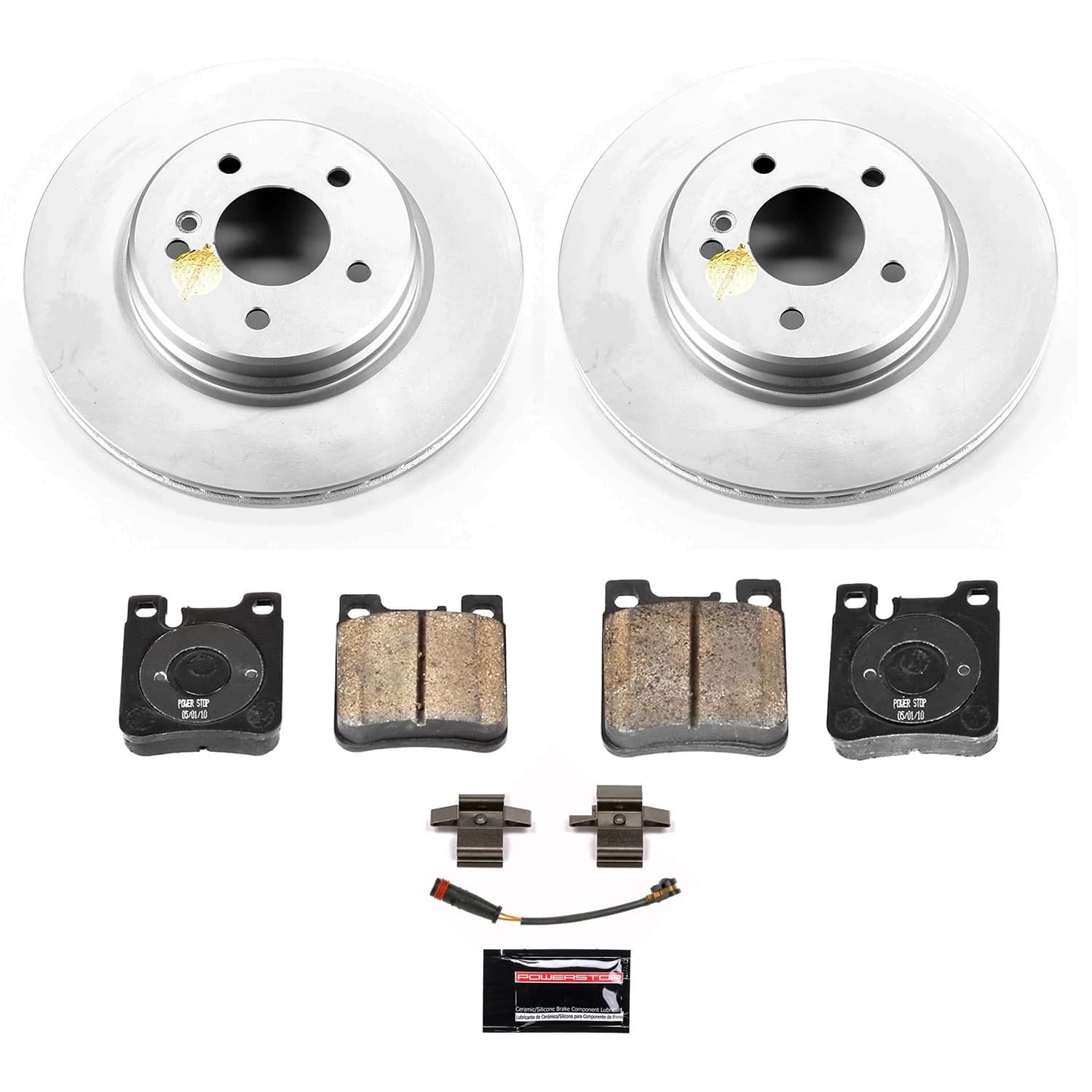 POWERSTOP Brake Kit For Mercedes-Benz SLK55 AMG 2007-2010 Rear Geomet Coated Brake Rotors and Brake Pads