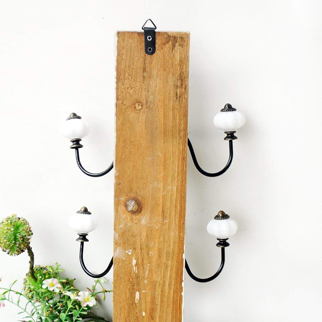 YIMJ Coat Rack Solid Wood Coat Hat Hook Retro Distressed Wall Mounted Multiple Hooks Creative Home Hanging Ornament