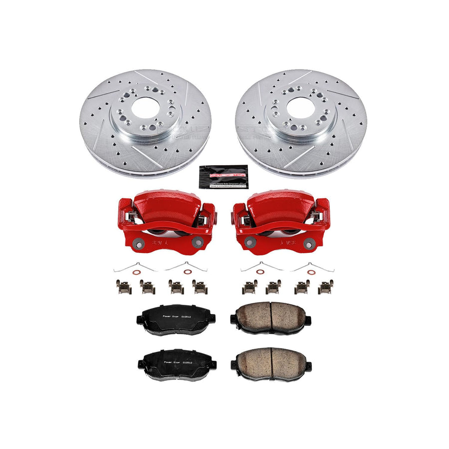 Power Stop Z23 Evolution KC1077 Front Brake Caliper Kit- Brake Rotors, Brake Pads, Brake Calipers For Lexus IS300 2001-2005 [Model Specific]