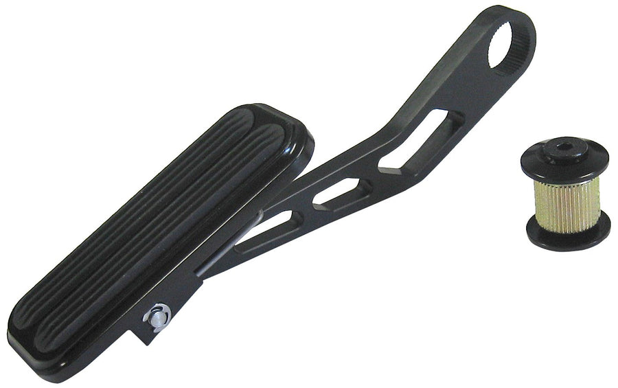 Black Billet Aluminum Lokar XDBW-6004 Drive-By-Wire Spring-Loaded Throttle Pedal with Rubber