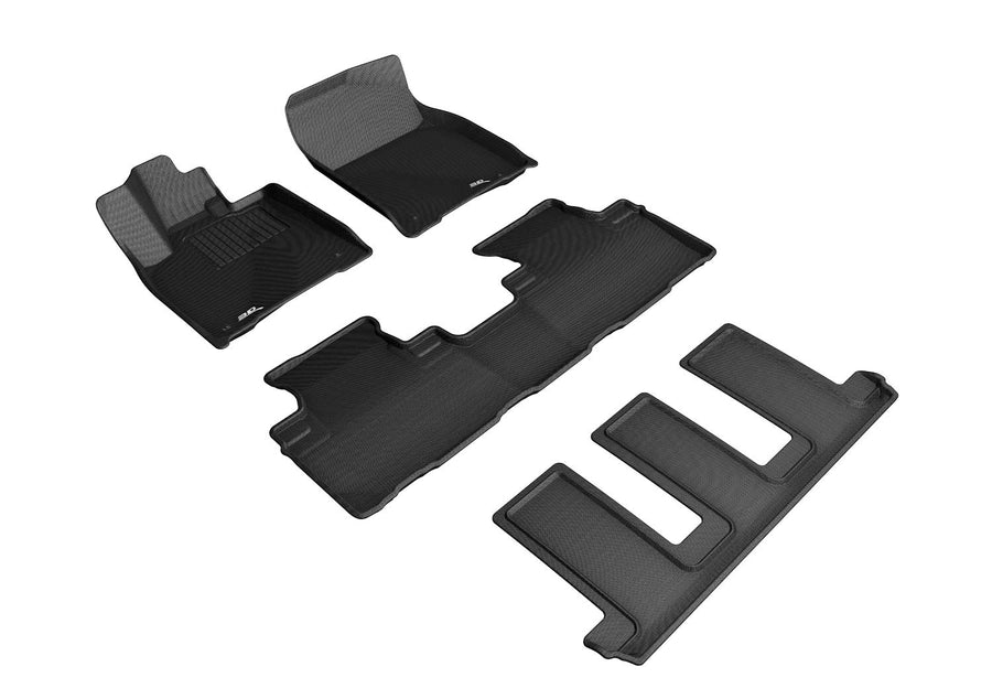 3D MAXpider Floor Mats All-Weather for Lexus RXL/RXL Hybrid 2018-2021 Custom Fit Liners, Kagu Series (1st, 2nd & 3rd Row, Black)