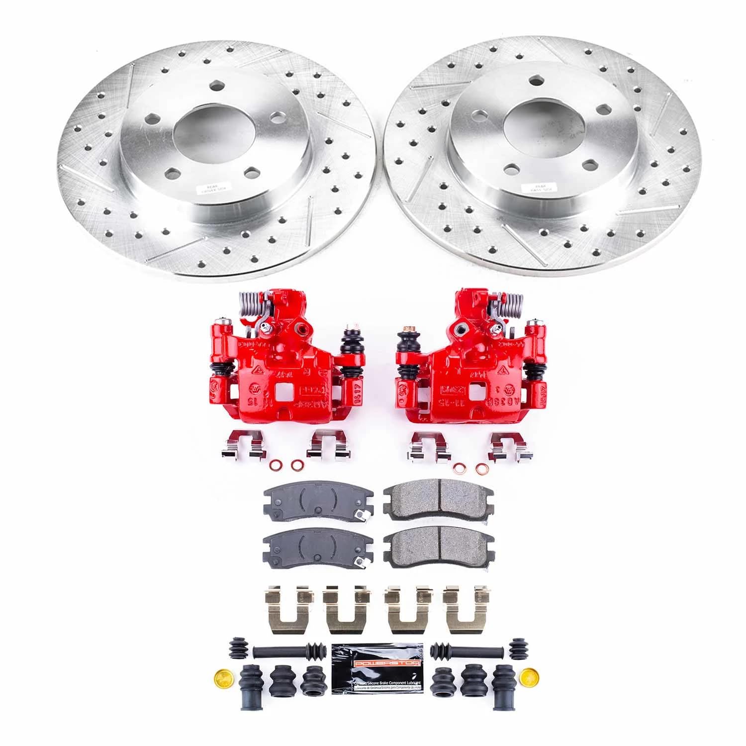 Power Stop Z23 Evolution Rear Caliper Kit-Rotors, Carbon-Fiber Ceramic Brake Pads, For Buick Riviera, Cadillac Alla, Cadillac Eldorado, Cadillac Sevi, Oldsmobile Toro [Model Specific] Calipers
