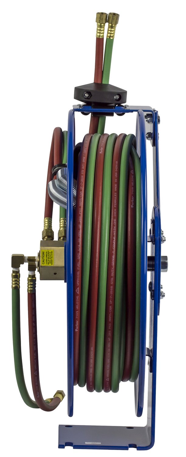 Coxreels Welding Industrial Reel with Oxygen-Acetylene Dual Hose, Model# SHW-N-150, 1/4" Hose ID, Blue, 50' Length