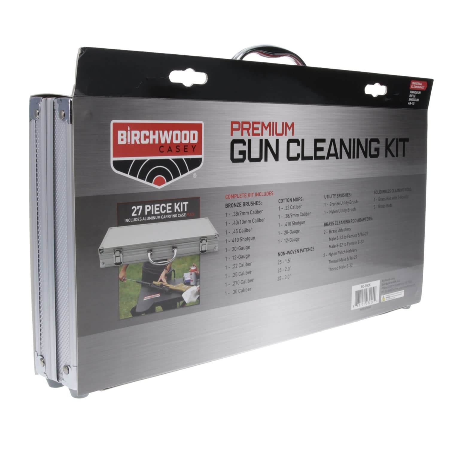 Premium Gun Cleaning Kit Birchwood Casey | Durable Versatile Gun Maintenance Cleaning Tools Set | Brushes, Mops, Patches, Rods, Adapters & Case Included