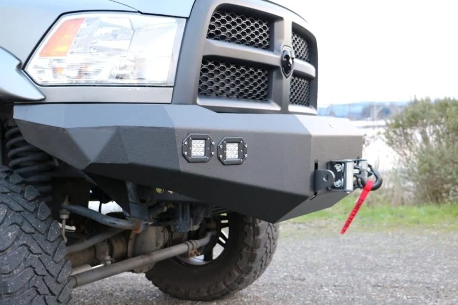 FBDR2-02 | DV8 Offroad | Front Bumper fits 2010-2018 RAM 2500/3500 Trucks | 3pc Modular Construction | Integrated Winch Mount | LED Lights Included