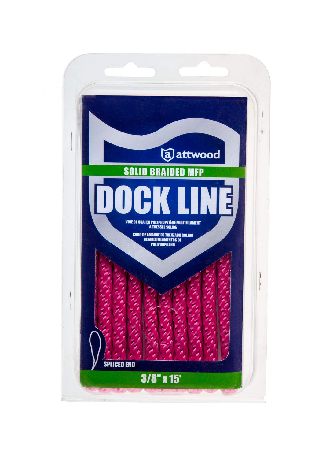 Attwood Solid Braided Multifilament Polypropylene (MFP) Dock Line, 3/8-Inch, 15 Feet Long, Bare Ends, Red 11749-7