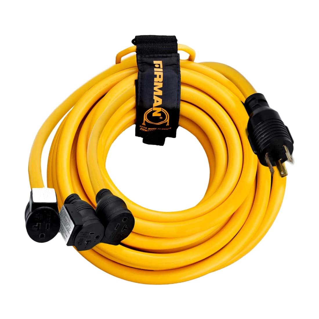 30 Amp Firman Generator Power Cord (L5-30P to 3x5-20R), Black