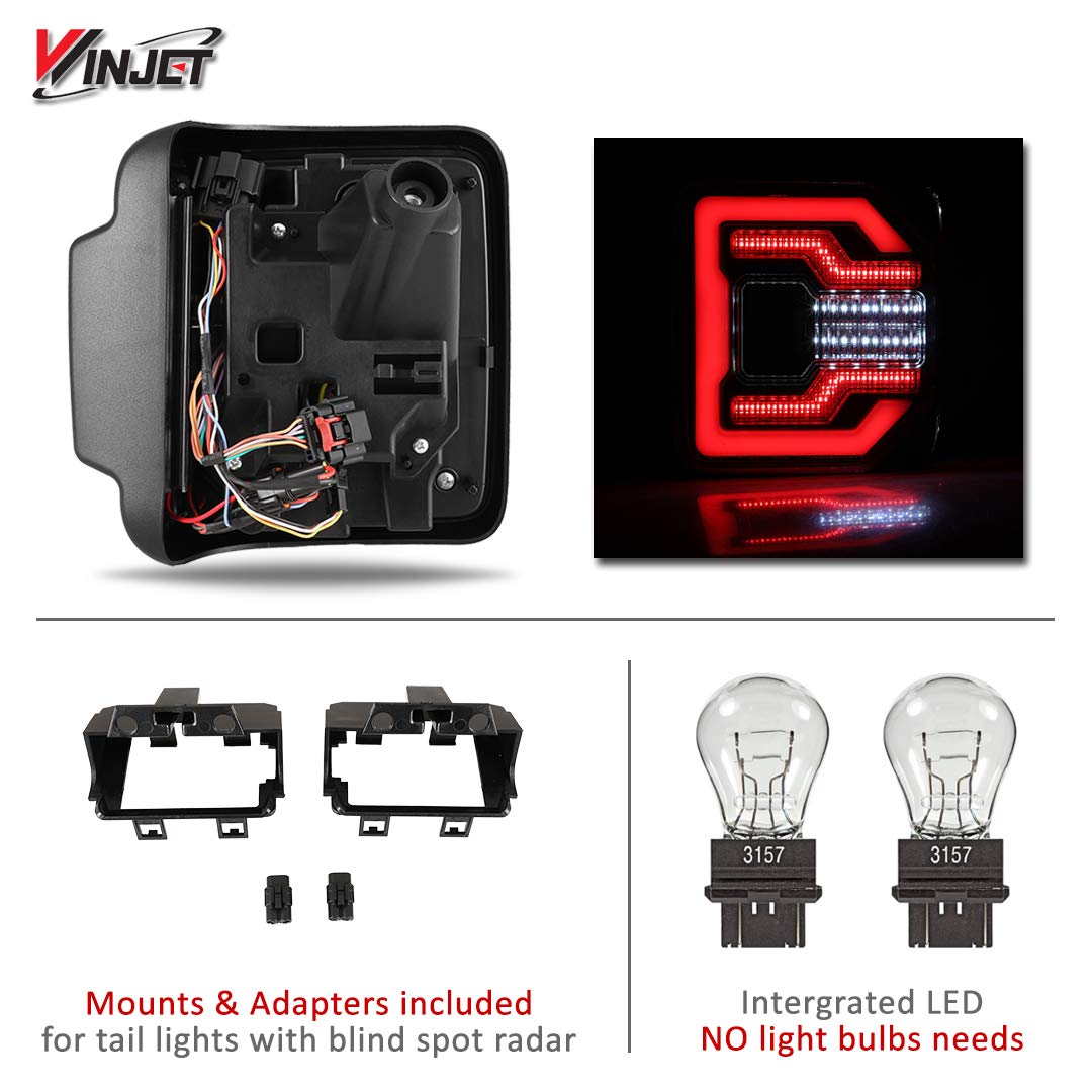 Tail Lamps Winjet Compatible with Jeep [2018-2025 Wrangler JL] & [2021-2025 Jeep Wrangler 4XE Plugin] LED Sequential Tail Lights (Black Clear)