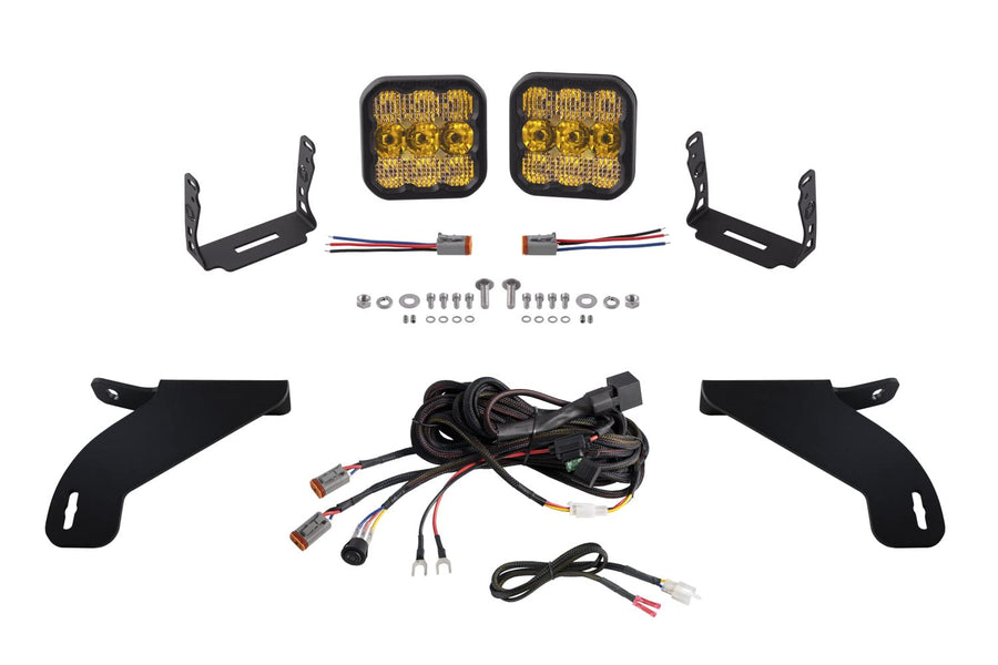 Diode Dynamics SS5 LED Pod Light Kit Bumper compatible with Ford F-150 2021-2023, Yellow Combo Sport