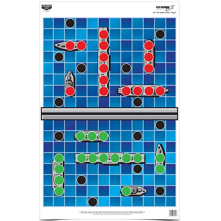Eze-Scorer Birchwood Casey 23" x 35" Highly Visible Game Shoot-Up Brilliant White Paper Target, Battle at Sea (100 Targets)