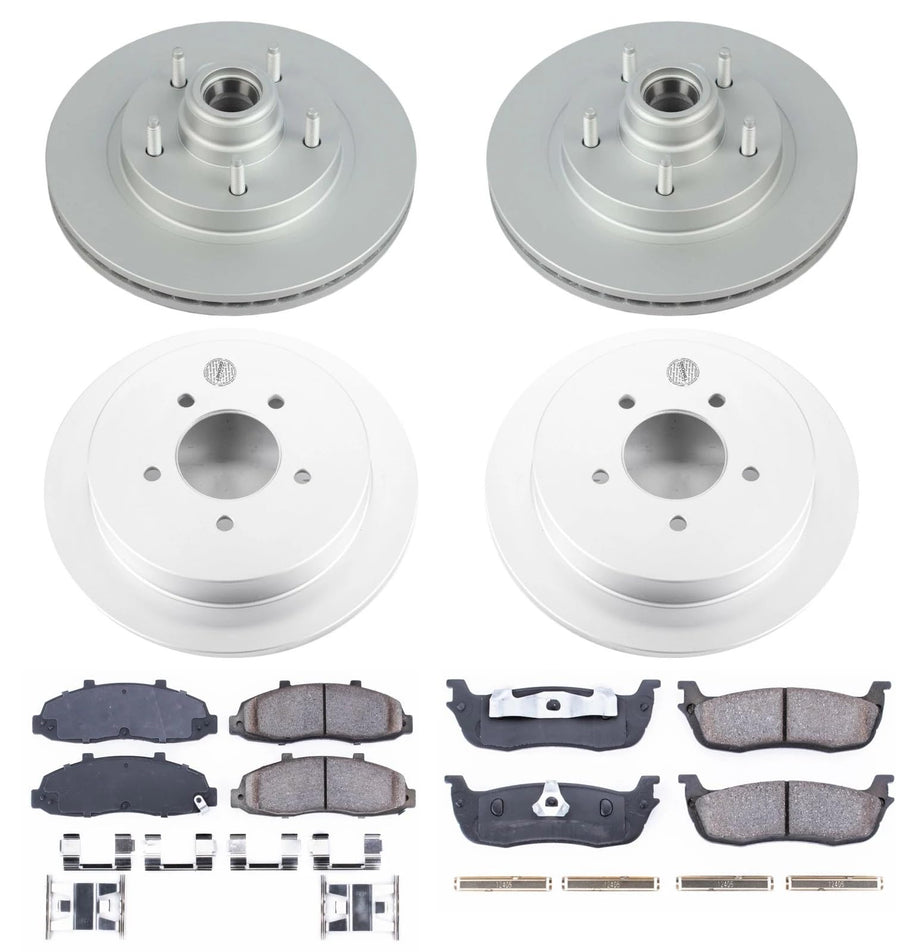 Power Stop Z17 CRK1864 Front and Rear Coated Rotor Kit-Coated Brake Rotors & Ceramic Brake Pads For Ford F-150 1999-2000 [Model Specific]