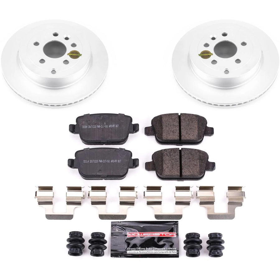 Coated Brake Rotor and Ceramic Brake Pads Power Stop CRK5653- Rear For Land Rover LR2 2008-2012 [Model Specific]