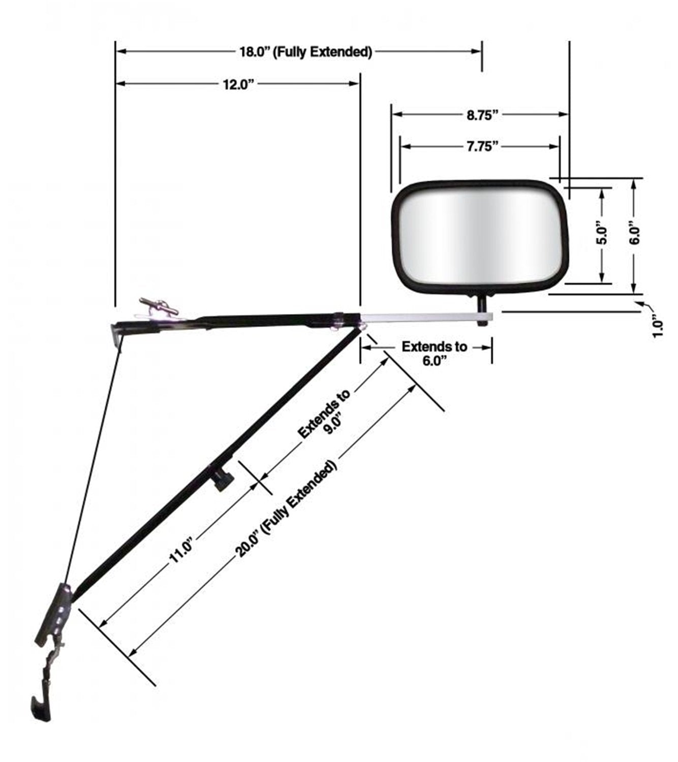 Door Mount CIPA 11650 Towing Mirror, Black