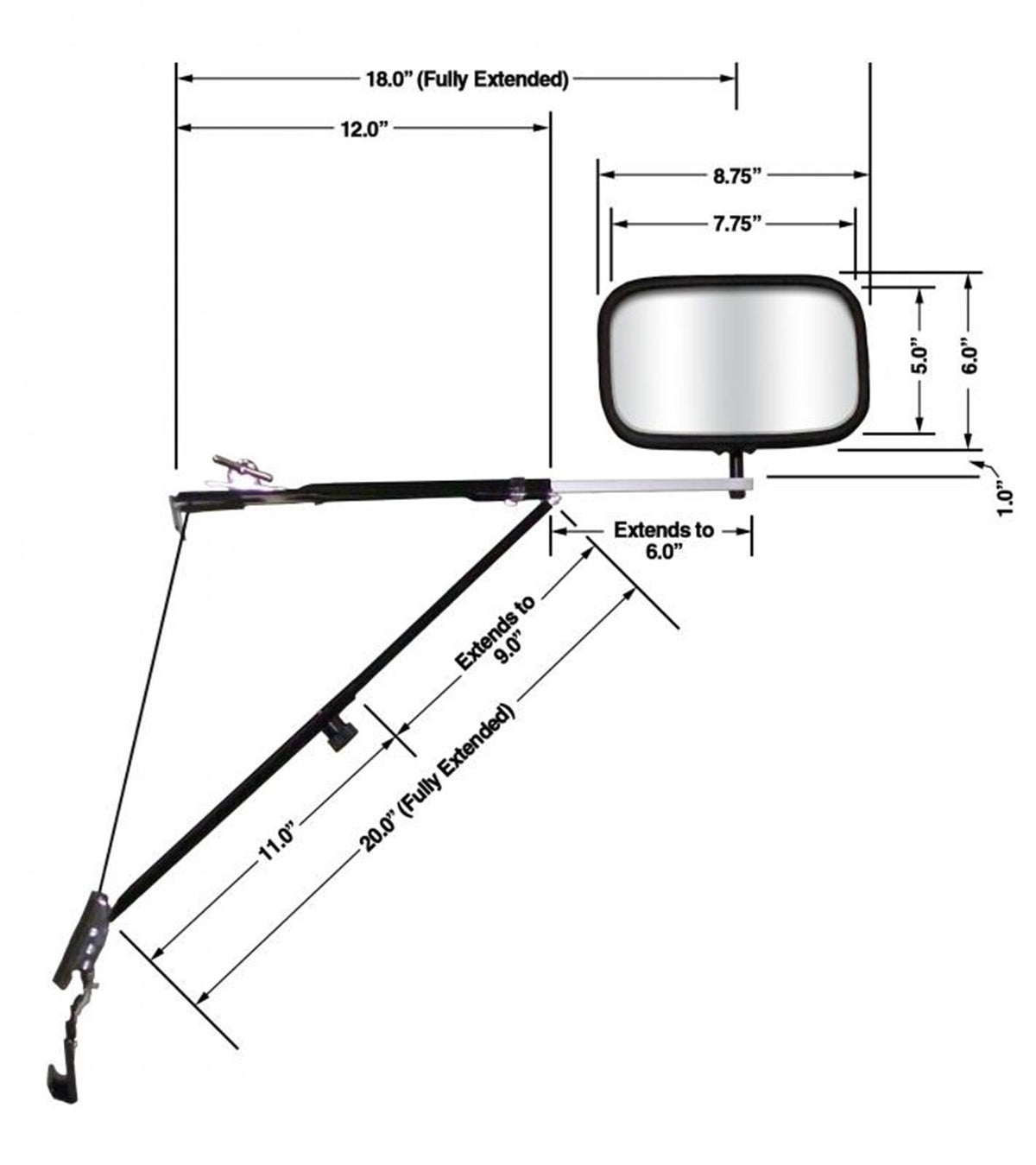 Door Mount CIPA 11650 Towing Mirror, Black