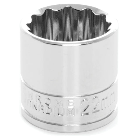 W38822 Performance Tool 3/8-Inch Drive 12-Point Socket, 22mm