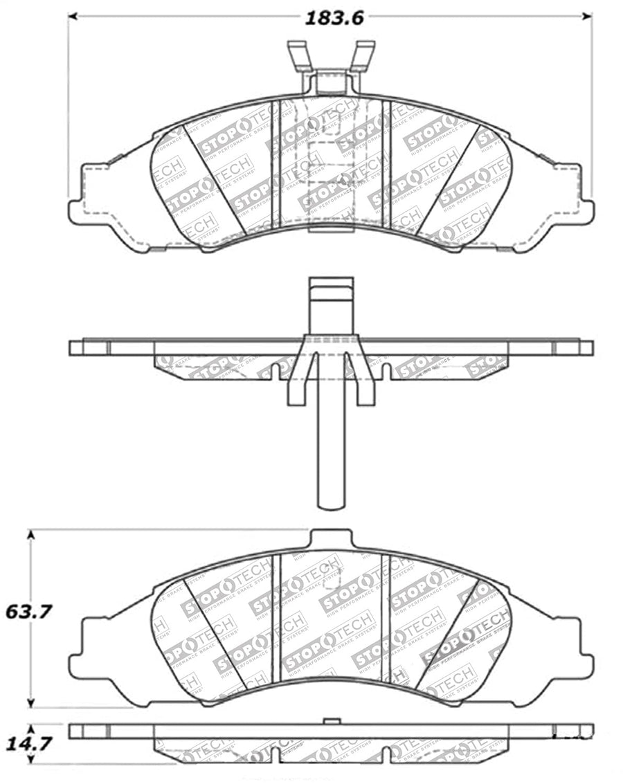 Front StopTech 308.10430 Brake Pads with Shims and Hardware Street