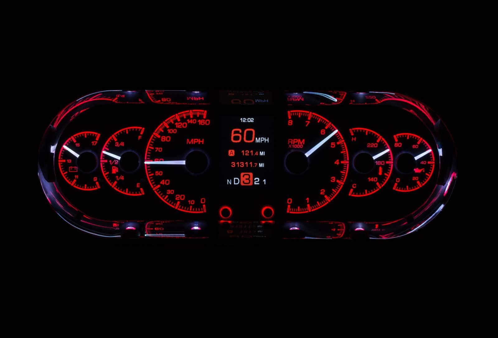 Dakota Digital Oval Universal Analog Gauges System Kit Black HDX-2018-K