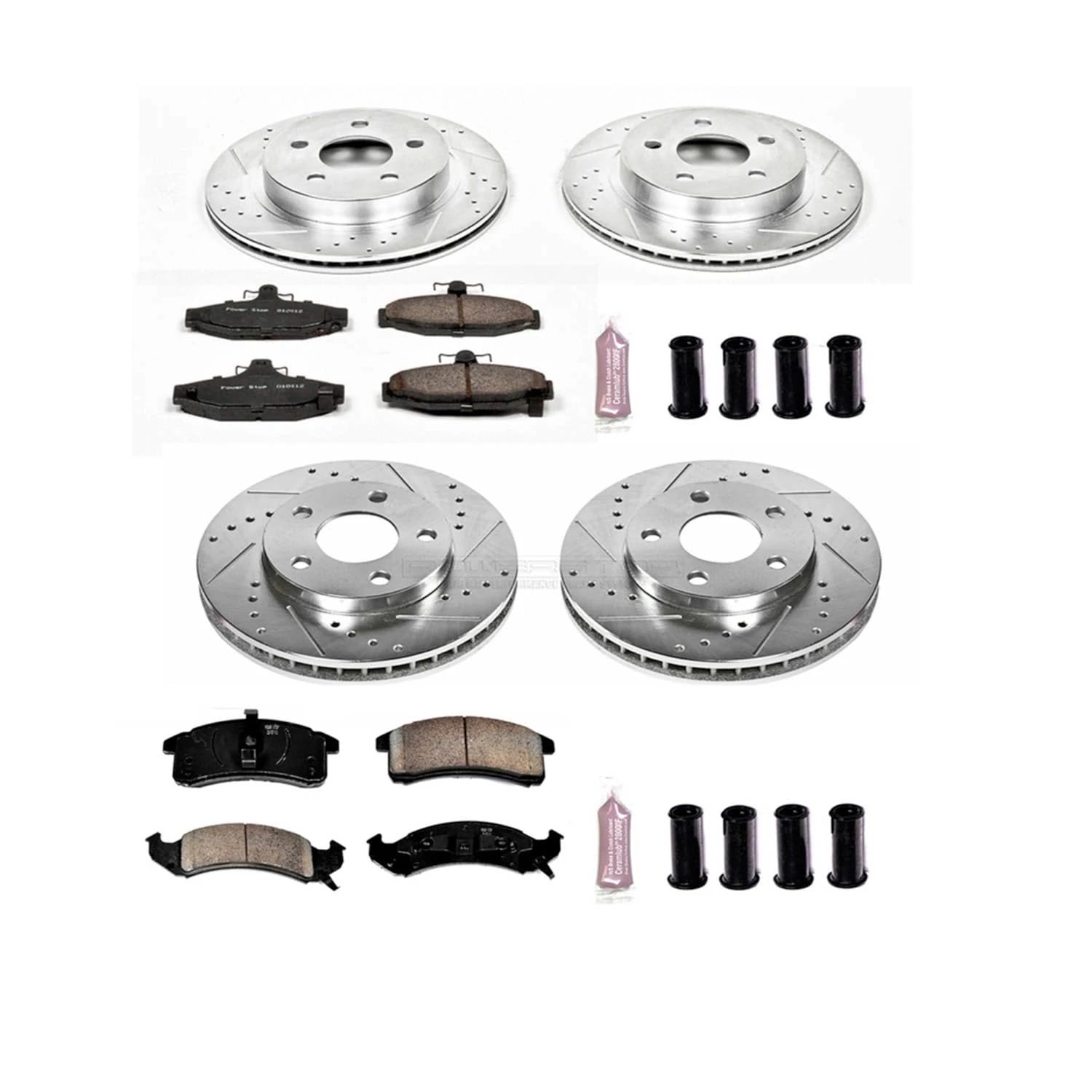 Power Stop K1533 Z23 Carbon Fiber Brake Pads Front and Rear with Drilled & Slotted Brake Rotors Kit For Chevrolet Camaro 1993, Pontiac Firebird 1993 [Model Specific]