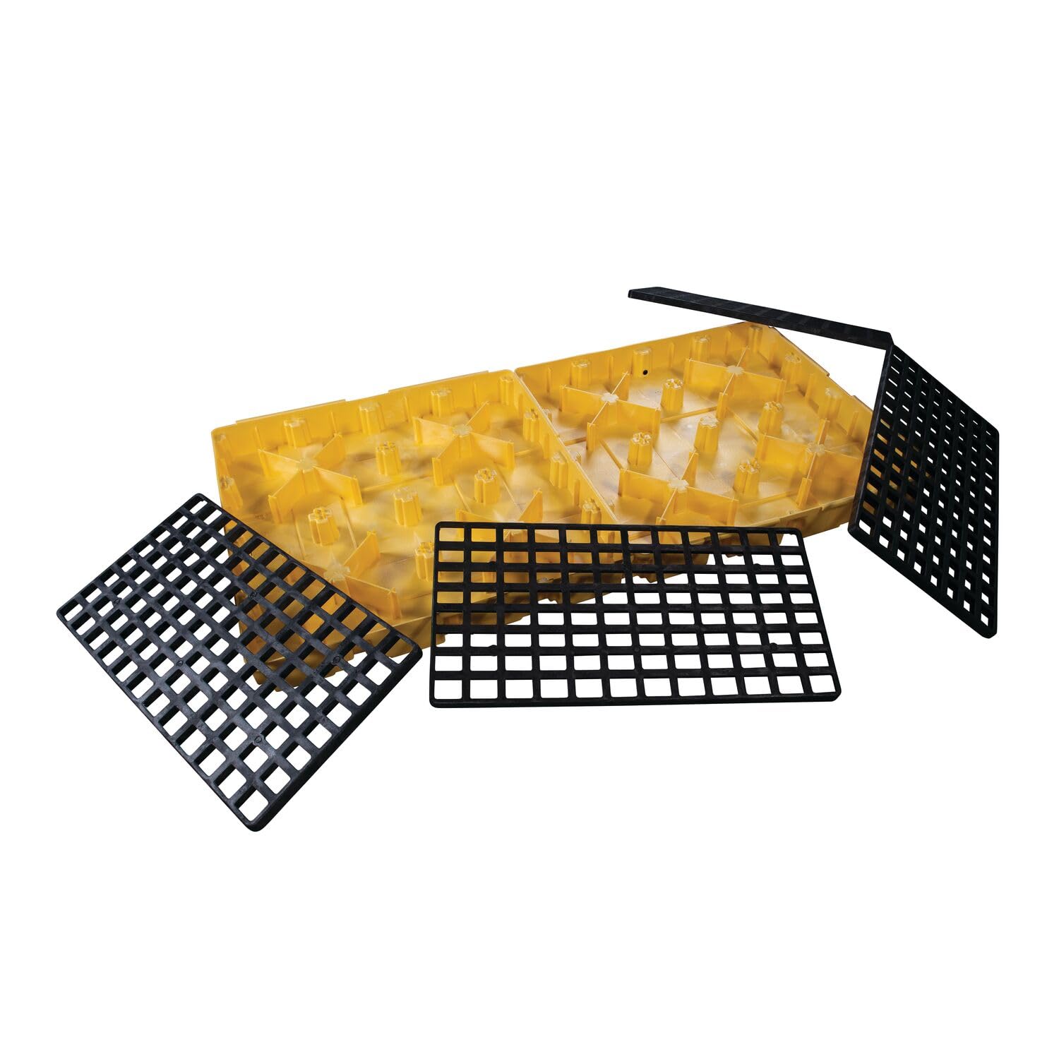 8 Eagle Drum Spill Platform with Drain and Forklift Pockets, 103.5"x51.5"x6.5", 121 Gallon Sump, 10,000 lbs. Load Capacity Containment Tray, Made in USA, Yellow, 1688D