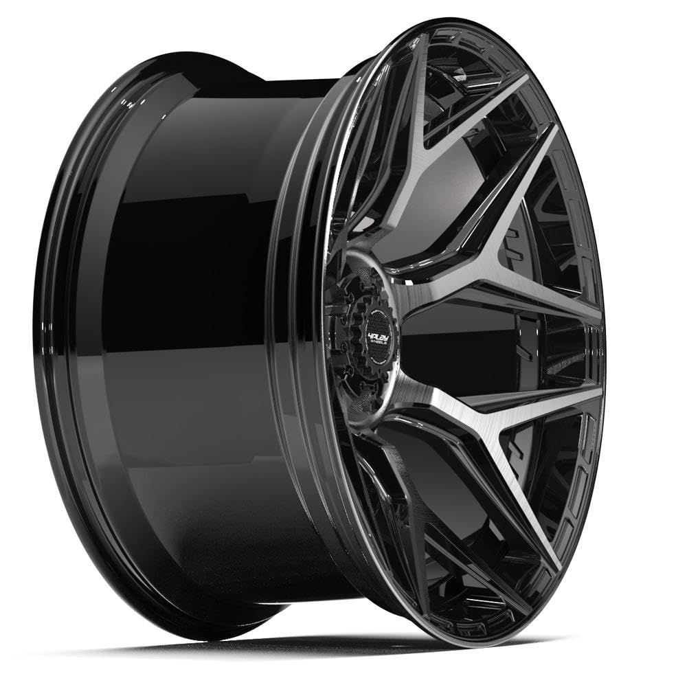 4PLAY Wheels 24 Inch Rim 4P06 Fits 6x135 & 6x139.7 24x12 Gloss Black Brushed with Tinted Clear (1)