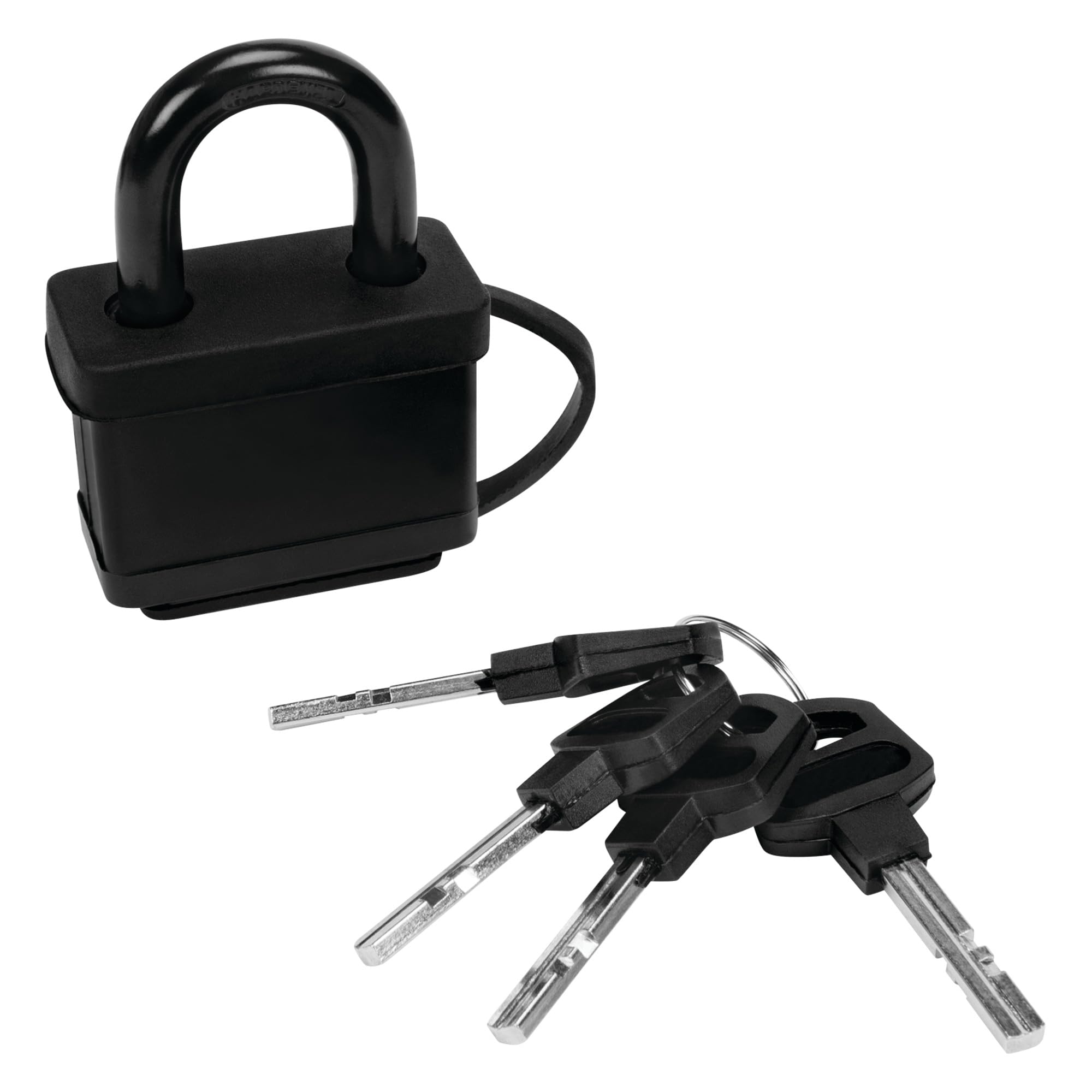 2" Performance Tool 1526 Water-Resistant Lock for Security, Solid Steel Construction, Rubber Cover, Includes Four Keys