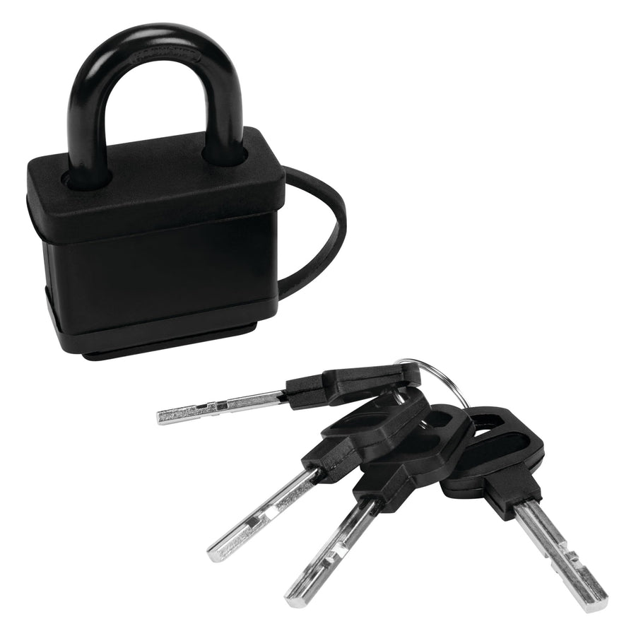 2" Performance Tool 1526 Water-Resistant Lock for Security, Solid Steel Construction, Rubber Cover, Includes Four Keys