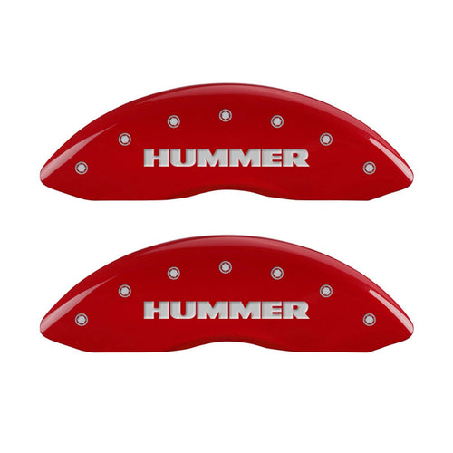 MGP 'HUMMER' Caliper Covers 52002SHUMRD Engraved Caliper Cover with Red Powder Coat Finish and Silver Characters, (Set of 4)