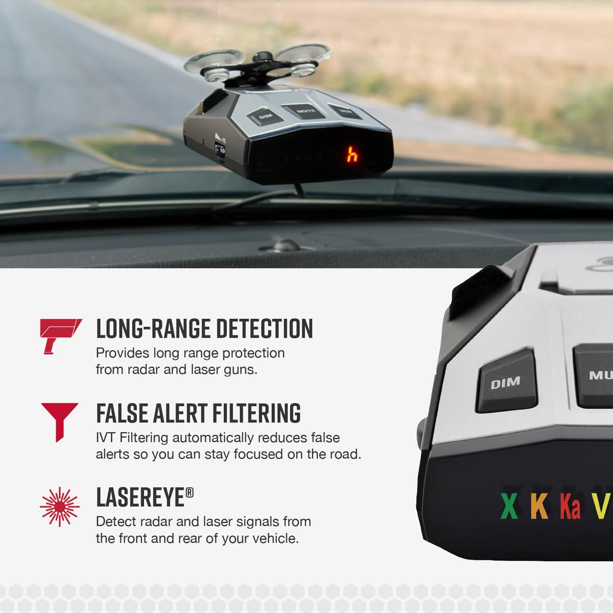 Cobra Laser RAD 350 Radar Detector - Long Range, False Alert Filter, OLED Display, Black