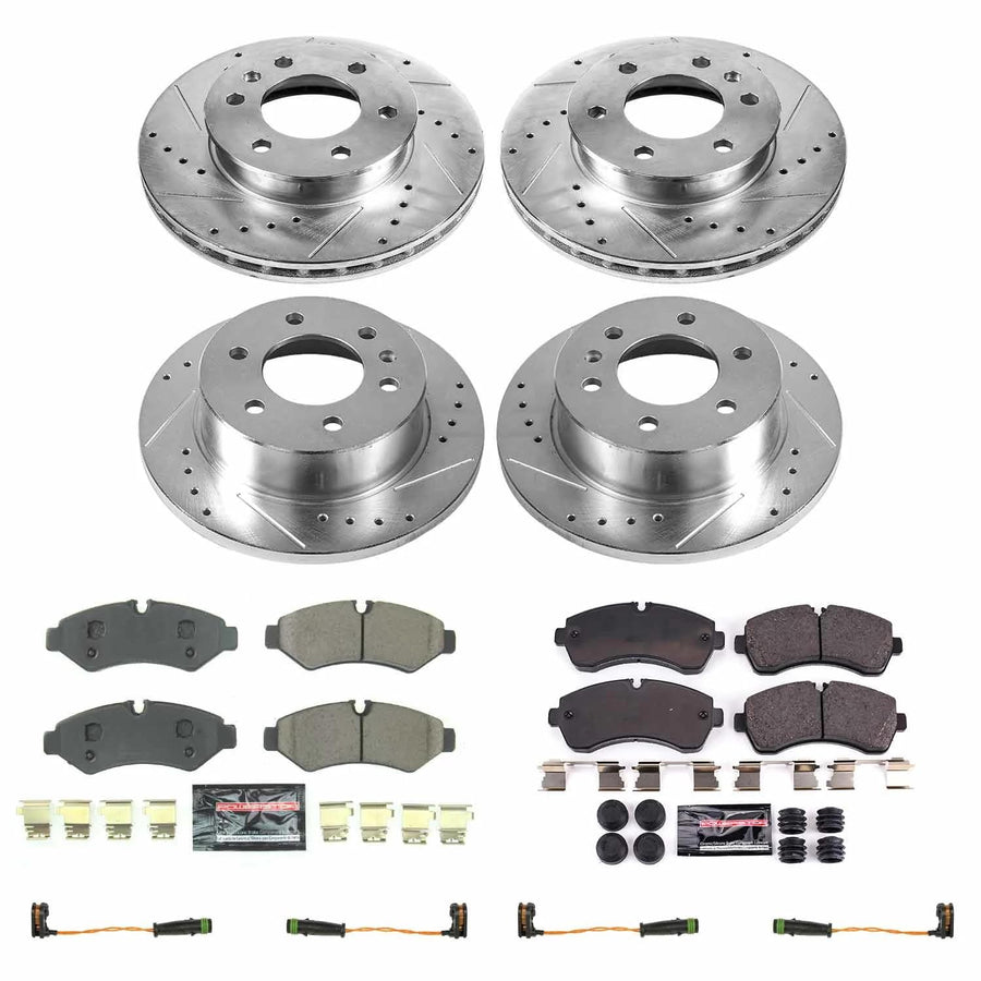 Power Stop Z23 Front and Rear Brake Kit-Drilled/Slotted Brake Rotors & Carbon Ceramic Brake Pads