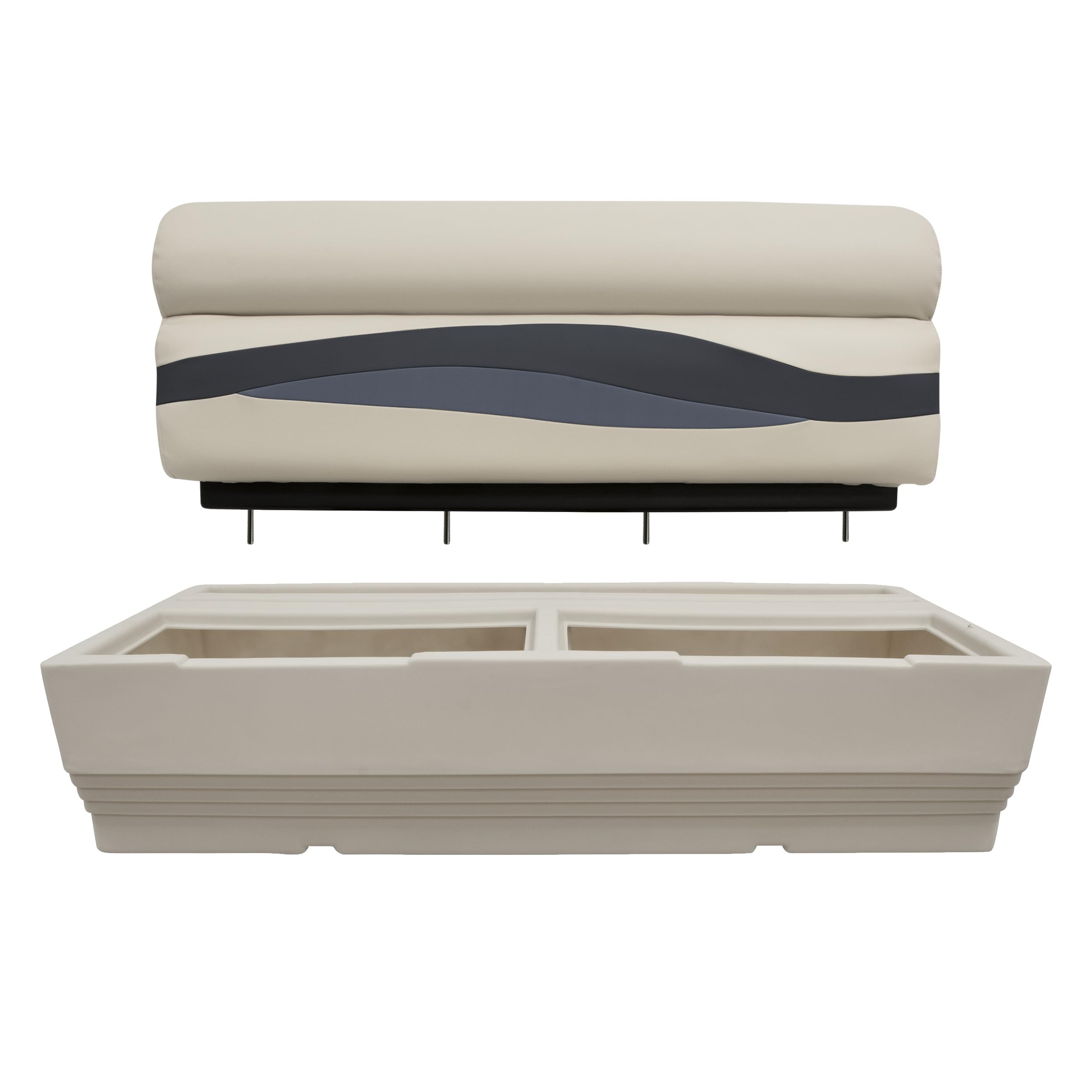 Wise Premier Series BM1145-986 Pontoon 50" Bench Seat Cushion Set, Platinum/Spectra Navy/Cobalt