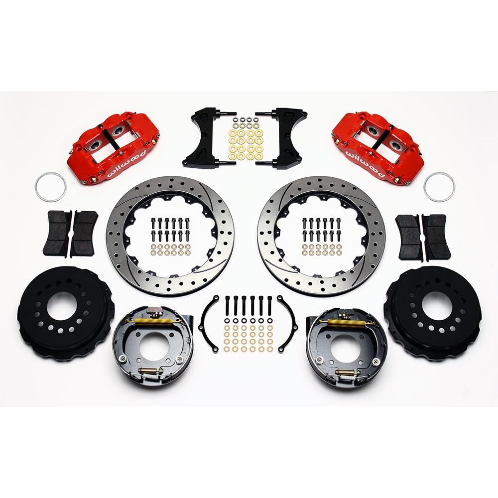 140-10908-DR WILWOOD Rear P-Brk Kit,12.88", Drilled, Red Chevy 12 Bolt w/ C-Clips,Stggrd mt