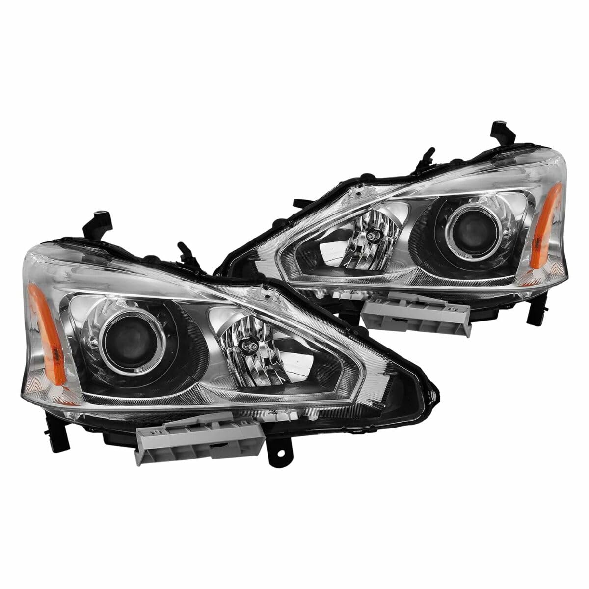 2013-2015 Nissan Altima ANZO Projector Headlight Chrome Amber