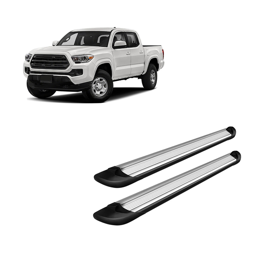 Transporter Running Boards Silver Black Horse Compatible with 2005-2023 Toyota Tacoma-TR-T585S