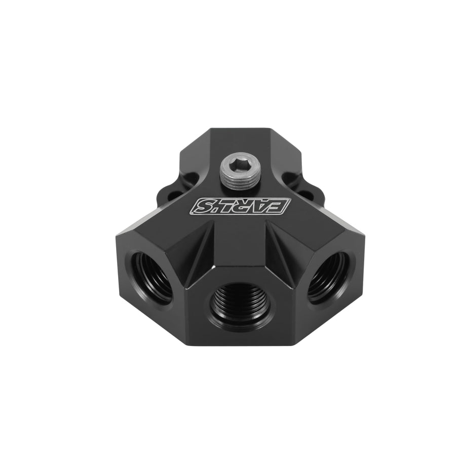 Distribution Block Earl's -8 O-Ring Port To 3 X -6 O-Ring Port