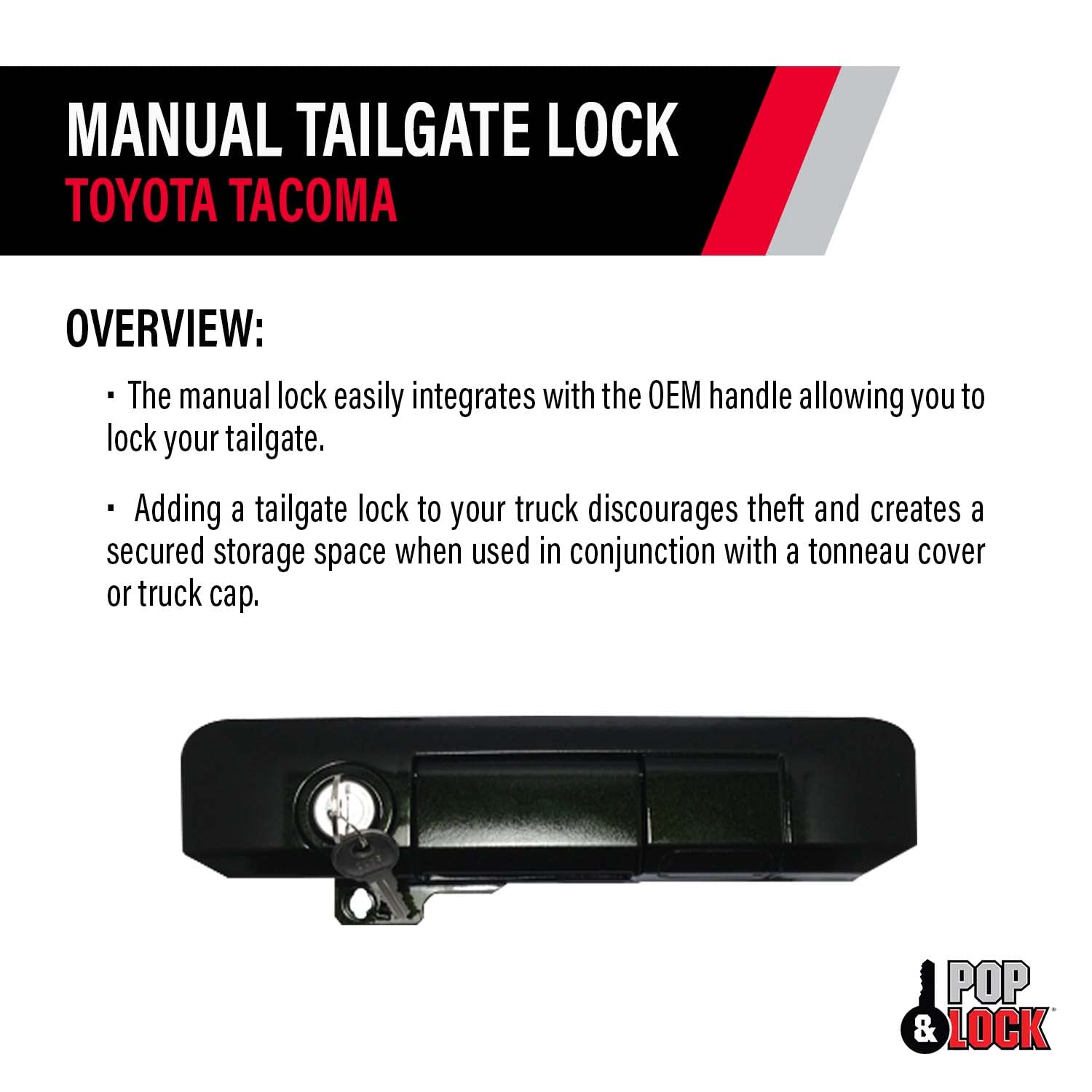 Pop & Lock Manual PL5511 Tailgate Lock for Toyota Tacoma (Standard Lock) Spruce Mica