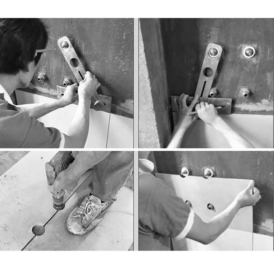 Durable Dengofng Punch Locator Ceramic Tile Measurement DIY Drill Guide Stainless Steel Hole Gauge Accurate Universal Portable