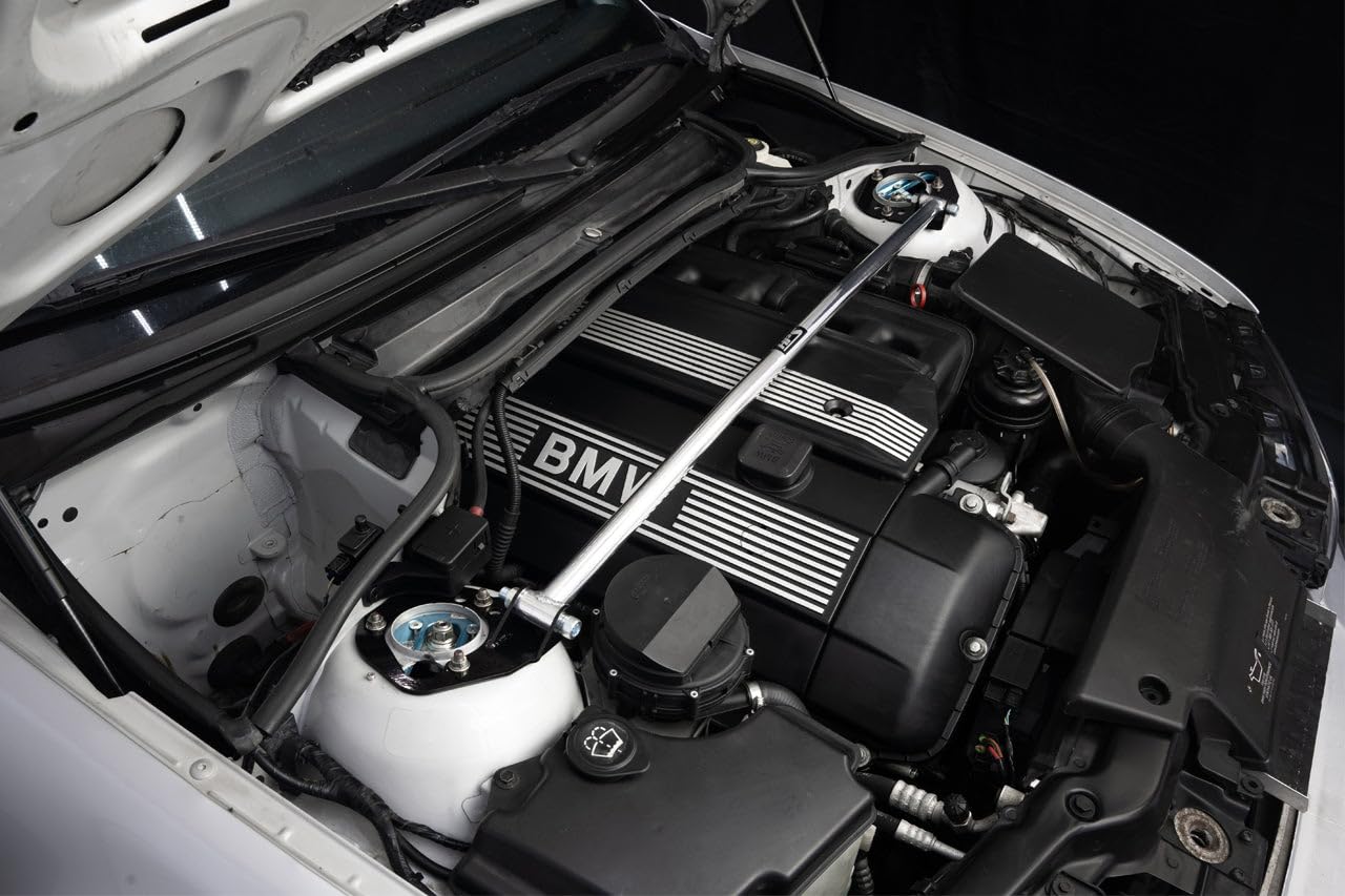 Front Strut Bar HPS Black Tower Brace Compatible for 2002-2006 BMW M3 330ci 325ci 325xi 325i 2002-2005 330xi 330i E46, 42-103WB