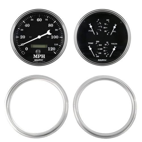 AutoMeter Dash Kit Direct Fit, 2 Pc, Chevy Truck 47-53, 2 X 5, Old TYME Black (7039-07)