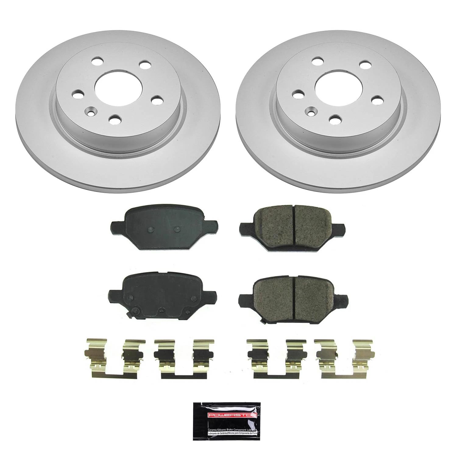 Power Stop Z17 CRK8488 Rear Coated Rotor Kit-Coated Brake Rotors, Ceramic Brake Pads For Buick Encore 2018-2022, Chevrolet Trax 2018-2022 [Model Specific]
