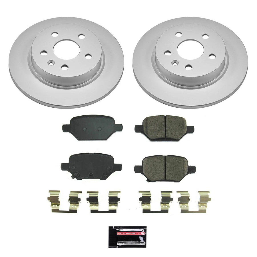Power Stop Z17 CRK8488 Rear Coated Rotor Kit-Coated Brake Rotors, Ceramic Brake Pads For Buick Encore 2018-2022, Chevrolet Trax 2018-2022 [Model Specific]