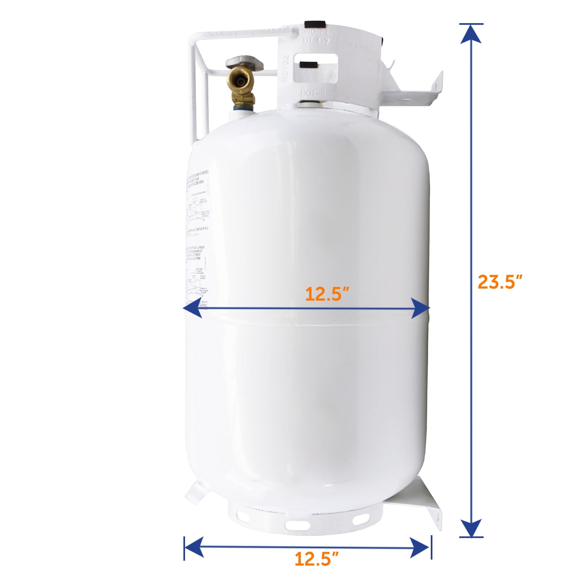 30lb Flame King YSN301HZL Steel Horizontal Propane Tank Cylinder for Fire Pit Tables, Patio Heaters, Barbeques, RVs, and Truck Campers, 30-Pound, White