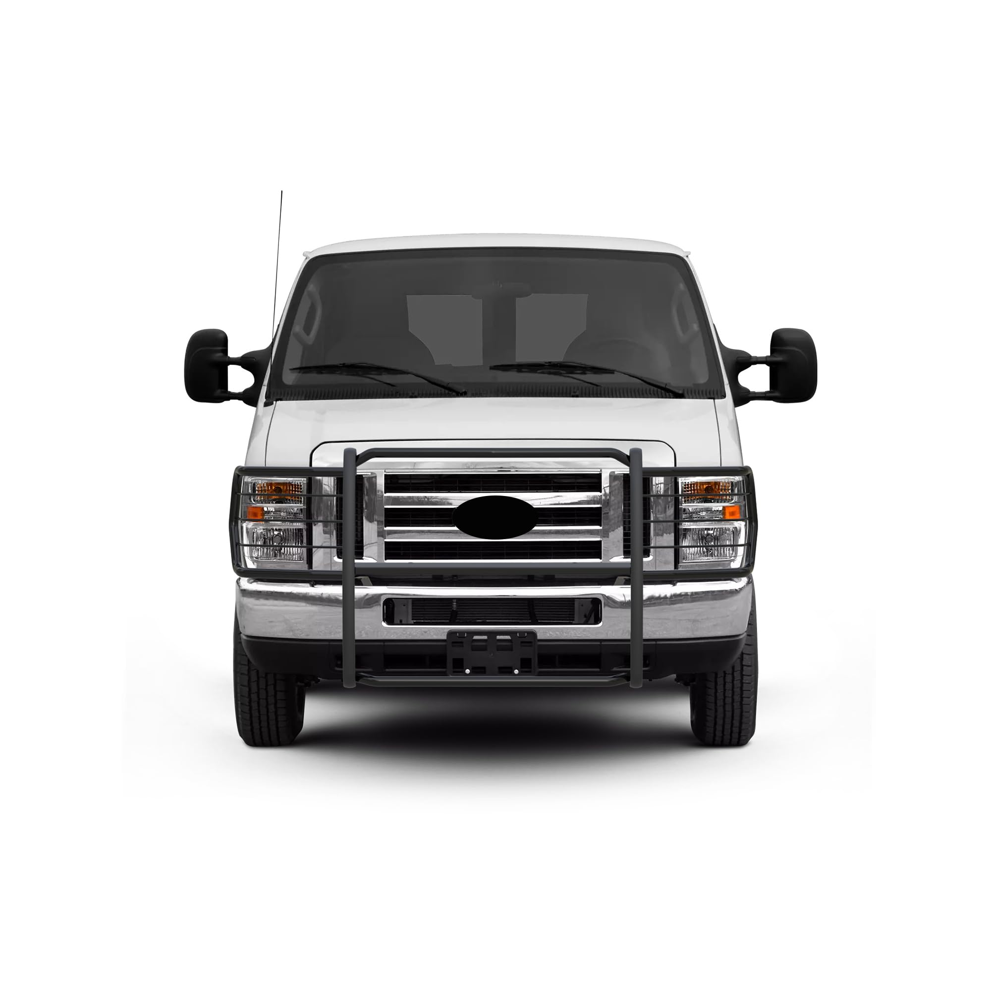 Modular Black Black Horse Grille Guard Compatible with 2015-2025 Ford E-350/2015-2025 Ford E-450-17FO35MA